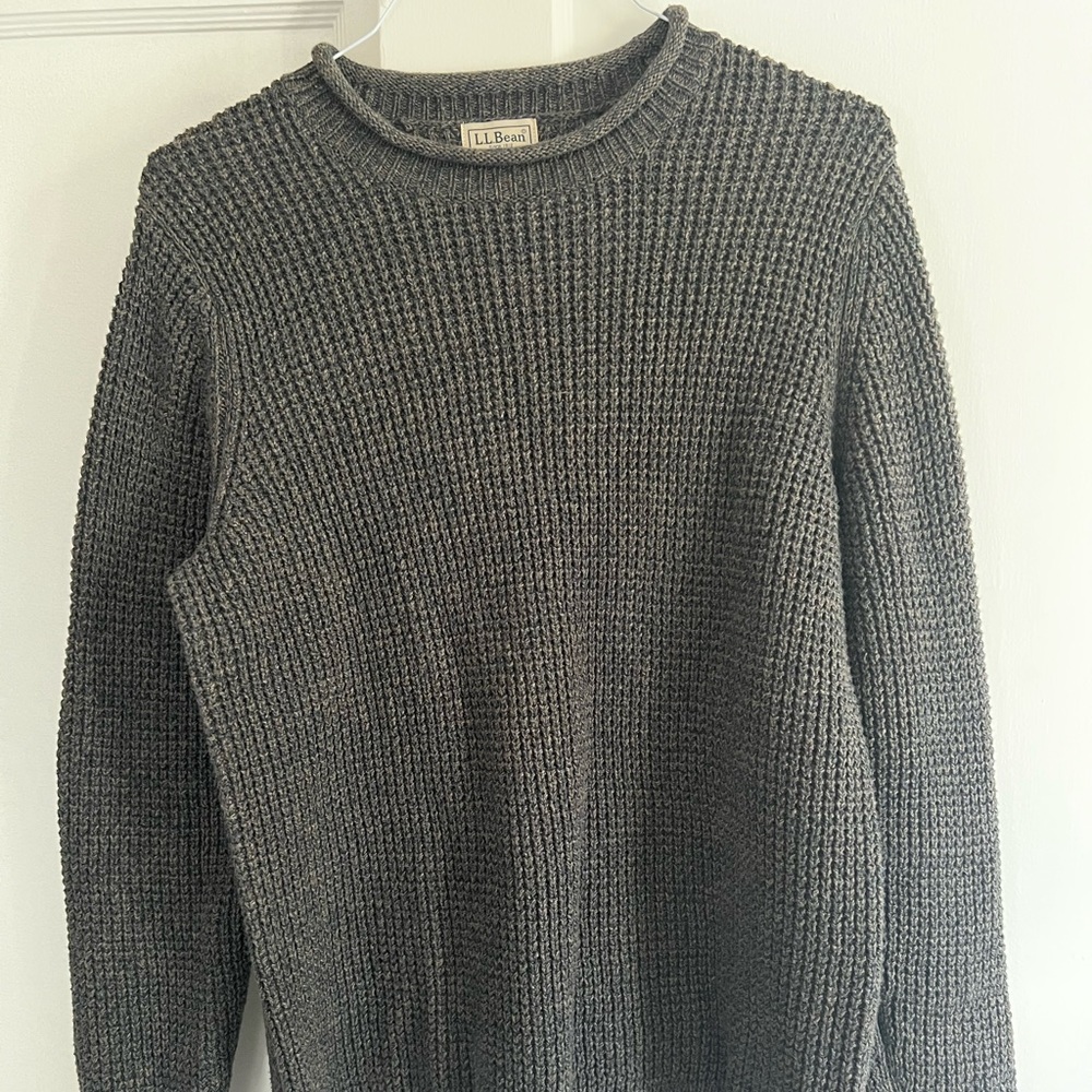 L.L Bean Organic Cotton Waffle Sweater, Rollneck Crew